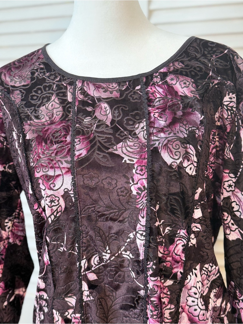 Y2K Dressbarn Women’s Velvet Burnout Fairy Grunge Whimsigoth Top Size XL Brown - Picture 2 of 12